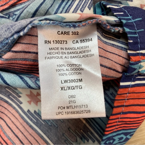 Wrangler Retro Womens Size XL Blue Aztec Print Pearl Snap Shirt Top - Picture 5 of 6